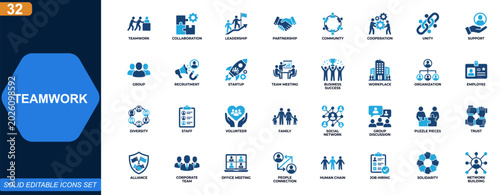 Foto Teamwork and collaboration icon set