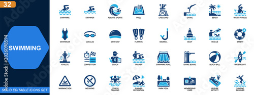 Bild auf Leinwand Swimming icon set