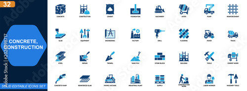 Fotografía Concrete construction icon set
