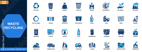 Fotografija Waste recycling and garbage disposal icon set