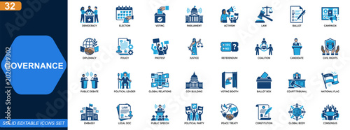 Foto Politics and governance icon set