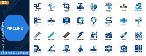 Fényképezés Pipeline icon set