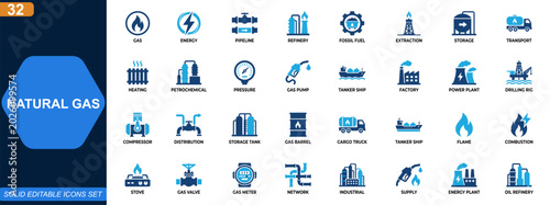 Bild auf Leinwand Natural gas industry icon set