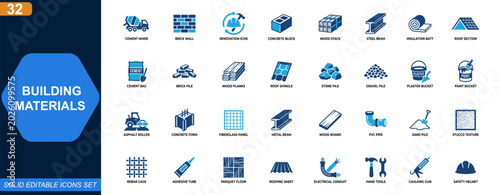 Foto Building materials icon set
