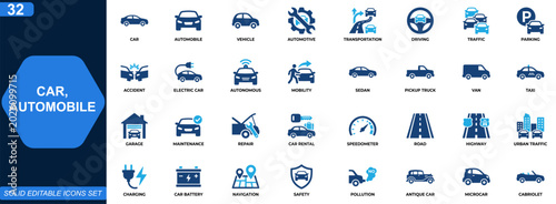 Tableau sur toile Car and automobile transportation icon set