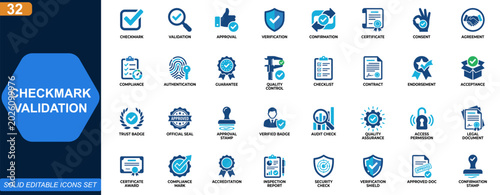 Photos Checkmark validation icon set