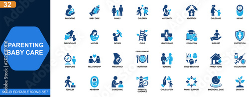 Tableau sur toile Parenting and baby care icon set