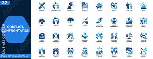 Photos Conflict and confrontation icon set