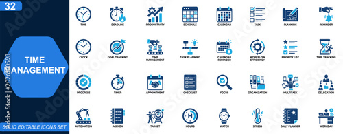 Bild auf Leinwand Time management icon set