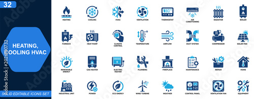 Foto Heating and cooling HVAC icon set
