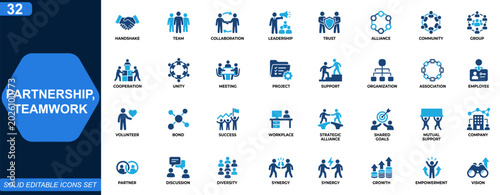Foto Partnership and teamwork icon set