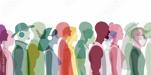 Tableau sur toile diverse crowd silhouettes on a white background illustration