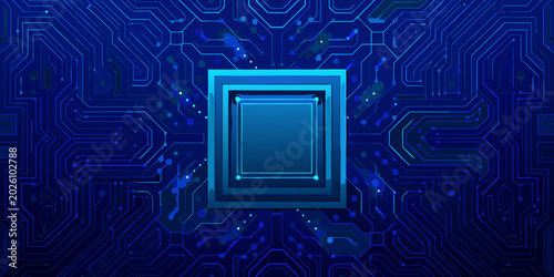 Tableau sur toile cpu socket illustration with blue circuit board pattern