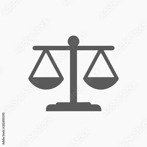 Foto justice scale icon unbalanced gray silhouette on white background
