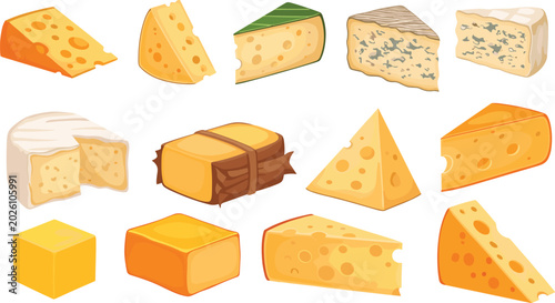 Schilderij op canvas Cheese cartoon collection