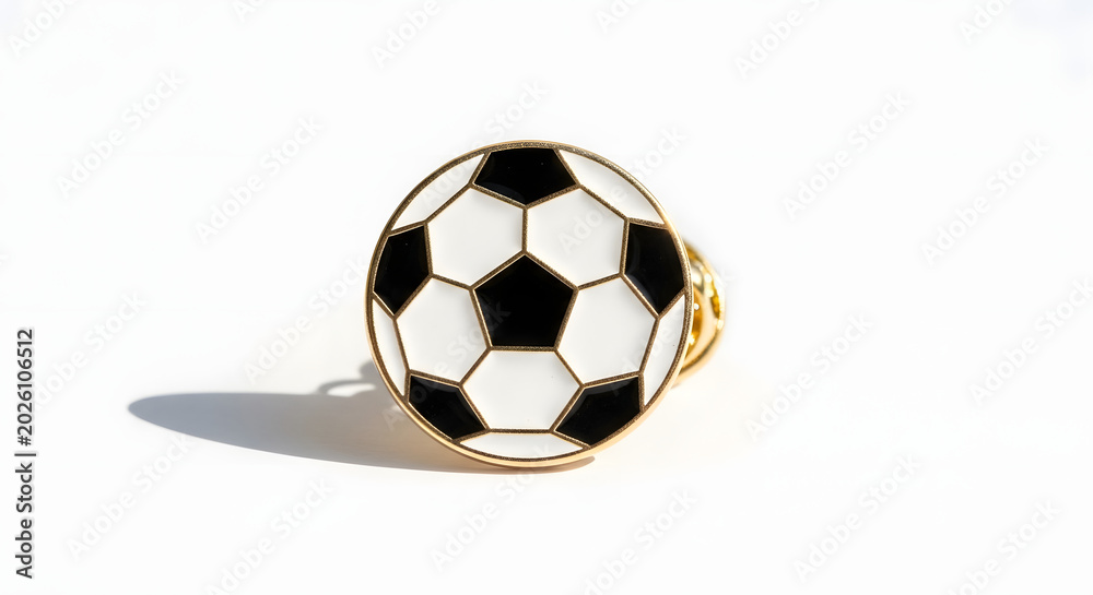 Naklejka premium A gold ring featuring a soccer ball design on a white background