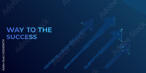 Photos Blue arrows pointing upwards on a dark blue background