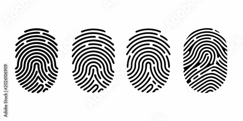 Bild auf Leinwand fingerprint set black and white vector illustration on white background