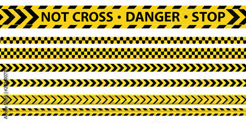 Tableau sur toile crime scene tape collection various yellow and black warning barriers