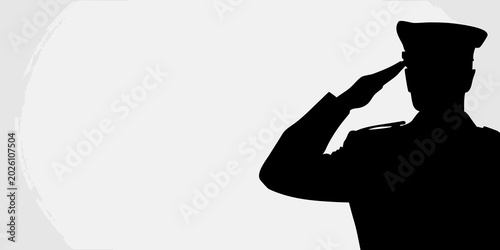 Foto saluting soldier silhouette against a light gray background