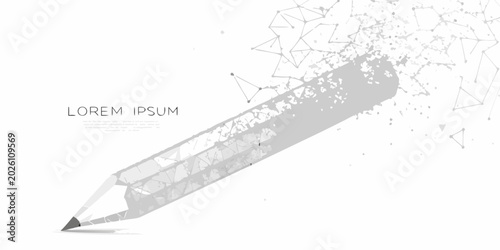 Canvastavla dissolving pencil illustration abstract geometric design on white background