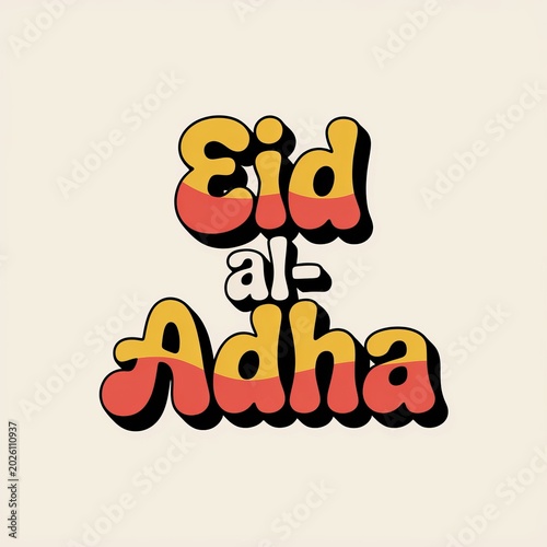 Retro style typography featuring the festive phrase for the celebration of Eid al Adha holiday