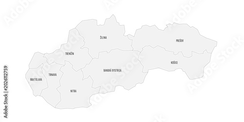 Photography Slovakia political map of administrative divisions - regions
