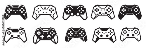 Photography Assortment of game controllers with game controller video game input device joys