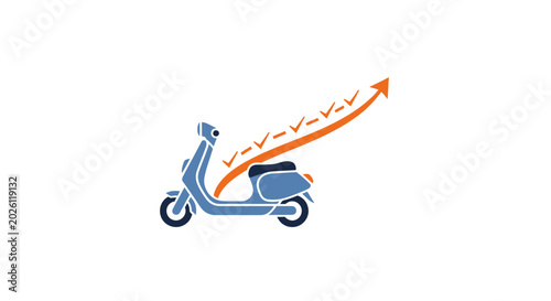 Foto Scooter with growing trend arrow.