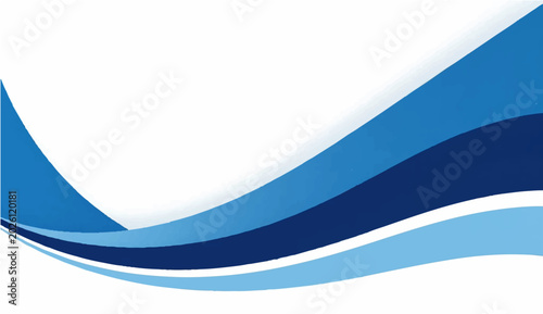 Tableau sur toile Abstract blue waves flow across a clean white background, suggesting movement and modern design