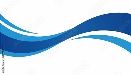 Foto Abstract blue wave curves flow gracefully across a clean white background, creating a modern and dynamic visual that evokes fluidity and motion