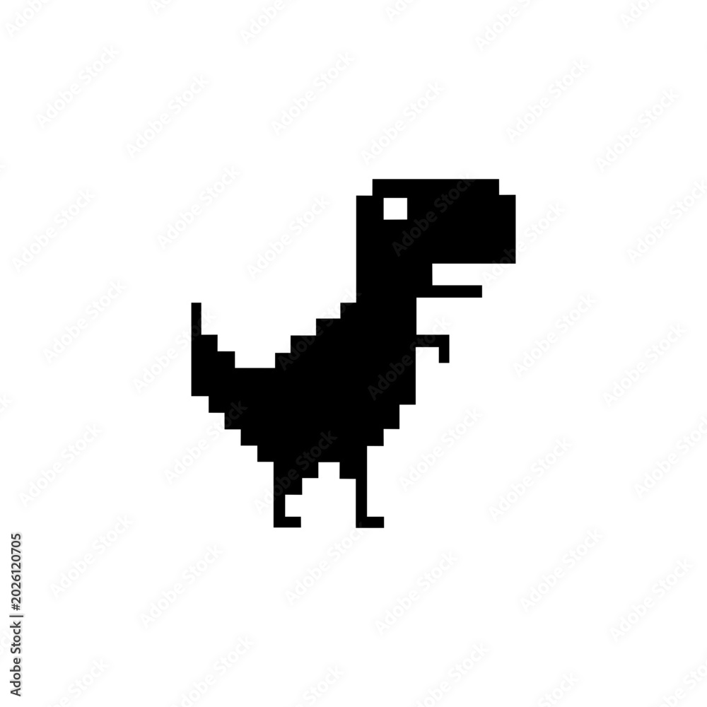 Fototapeta premium Pixel Dinosaur Retro Browser Offline Game Silhouette Graphic