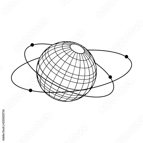 Fotografía futuristic orbital globe network connection geometry