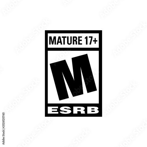 mature seventeen plus gaming rating badge design