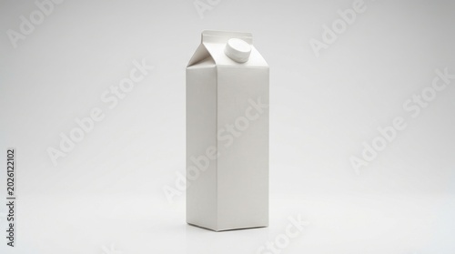 Plain cardboard carton for drinks or liquids on a light gray background with drink container