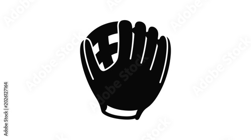 Foto Baseball glove silhouette on a white background