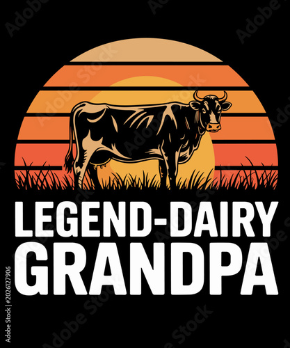 Funny Legend Dairy Grandpa Retro Cow Farmer Dairy Farming