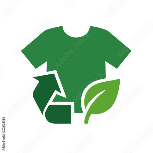 Green eco t shirt recycling icon in sustainable flat style