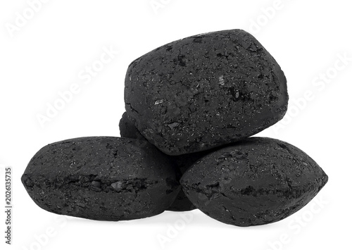 фотографія Bbq charcoal briquette isolated on a white background