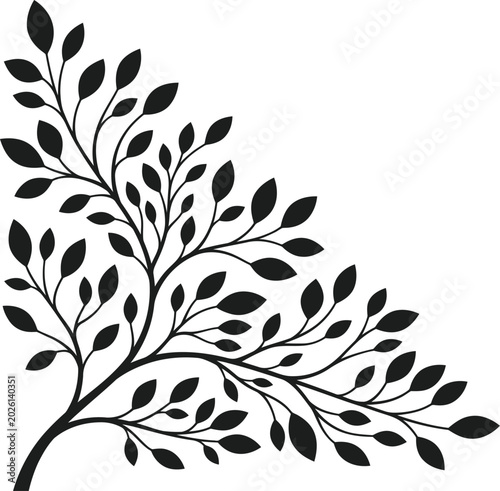 Obraz na plátně Elegant branch illustration with leaves minimalist botanical design for branding