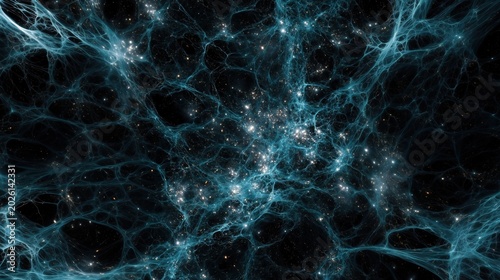 Cosmic web of galaxy clusters and dark matter, illustrating the large-scale structure of the universe