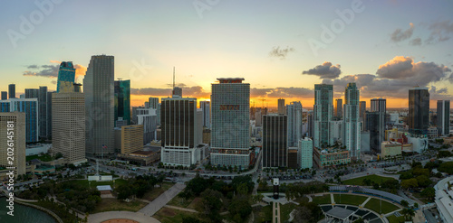 Fotografi Evening urban landscape of downtown district of Miami Brickell in Florida USA