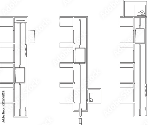 Foto Elevator, lift, blueprint, floor plan, architectural plan, editable stroke, vect