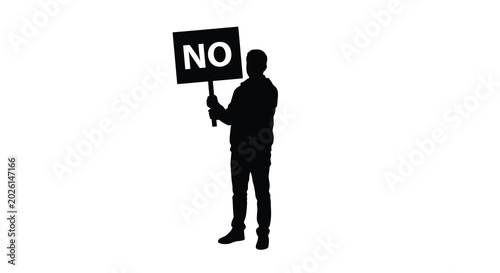 Bild auf Leinwand Man holding no sign protest silhouette