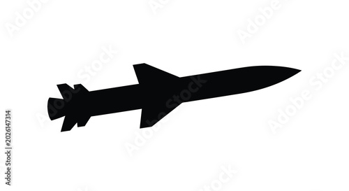 Canvas-taulu Missile silhouette on a white background silhouette