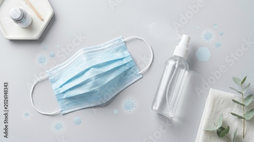 Face Mask and Hand Sanitizer Setup.