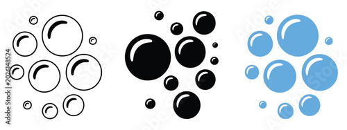 Tableau sur toile Soap bubbles icon featuring sparkling foam, fizzy soda drops, oxygen spheres,