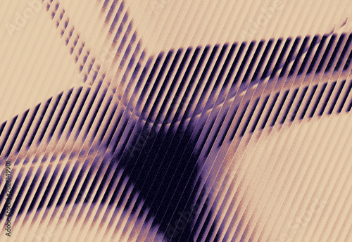 Abstract macro texture of repeating purple and beige diagonal stripes with gradient shadow