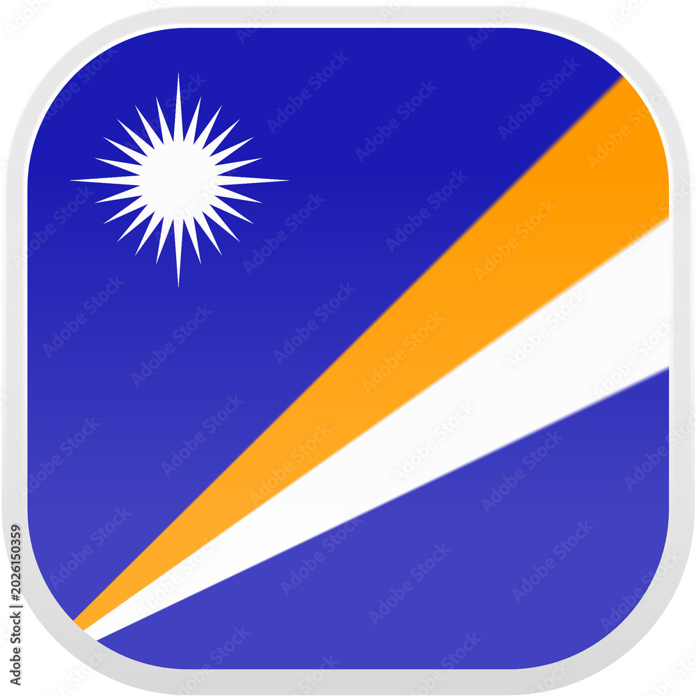 Obraz premium Marshall Islands Flag Icon - Flat Design - Smooth Rounded Square
