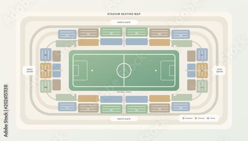 Foto Pastel Stadium Seating Map with Football Field